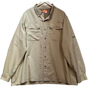 Habit Mens 40+ Solar Factor Button Up Shirt Long Sleeve Size 2XL Oatmeal Pockets